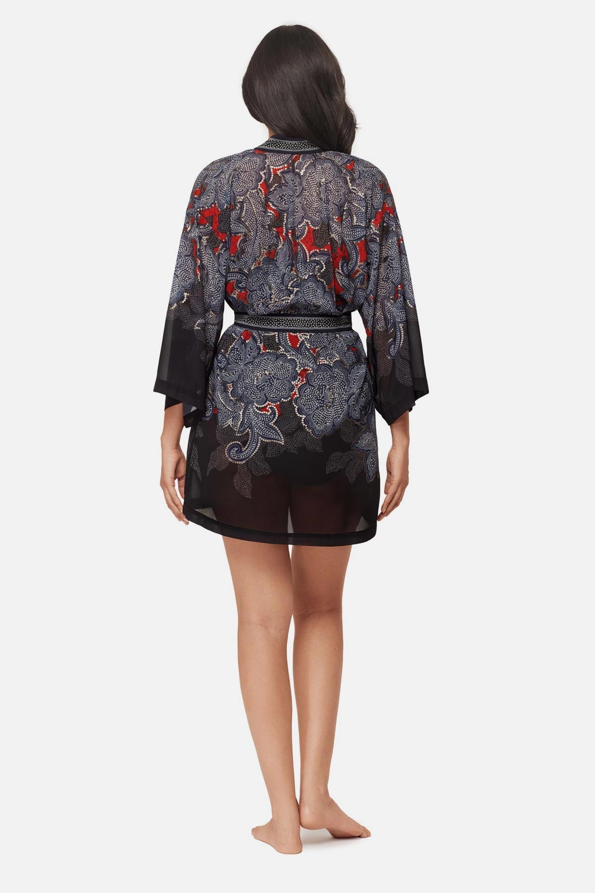 Kimono Cover Up in Steel Magnolias Black/Multi | Miraclesuit
