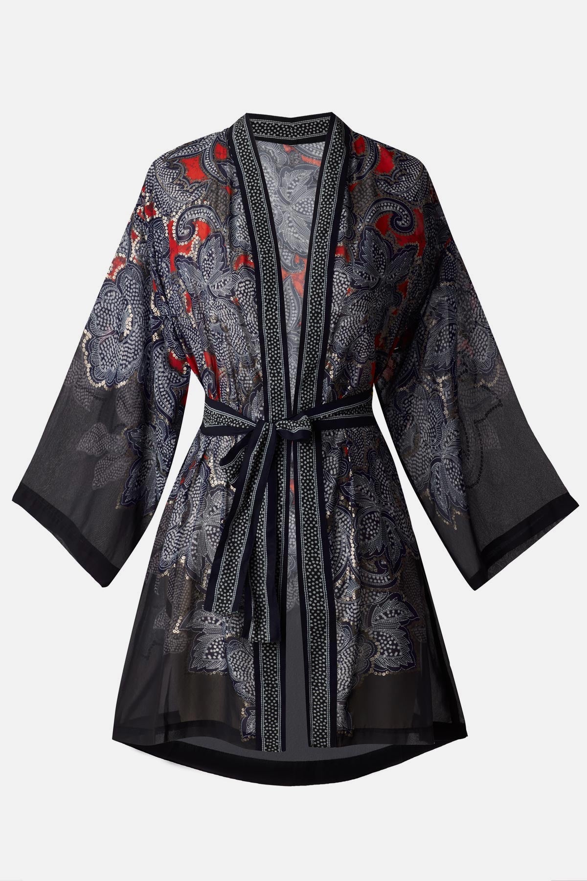 Kimono Cover Up in Steel Magnolias Black/Multi | Miraclesuit