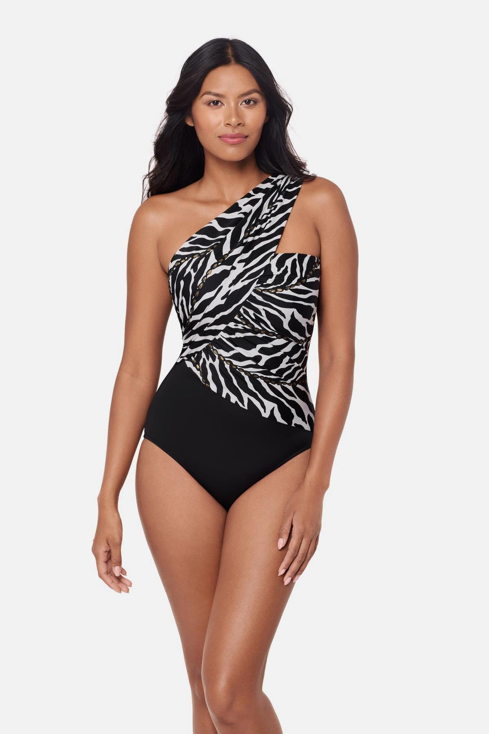 Magicsuit Goddess One Piece in Sand Tracks Black/White | Miraclesuit