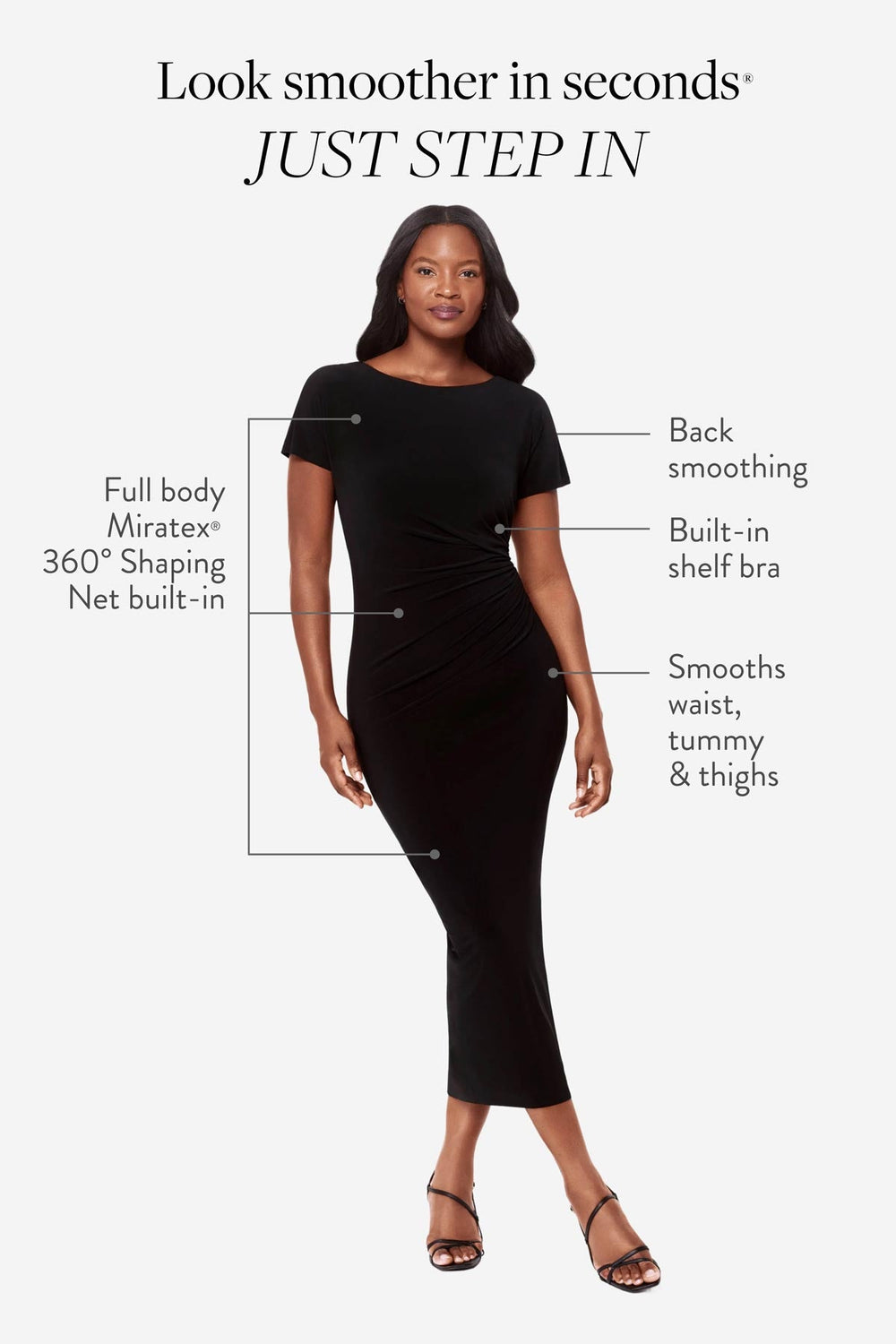 Body by Sami Shaping Dress in Black Black | Miraclesuit
