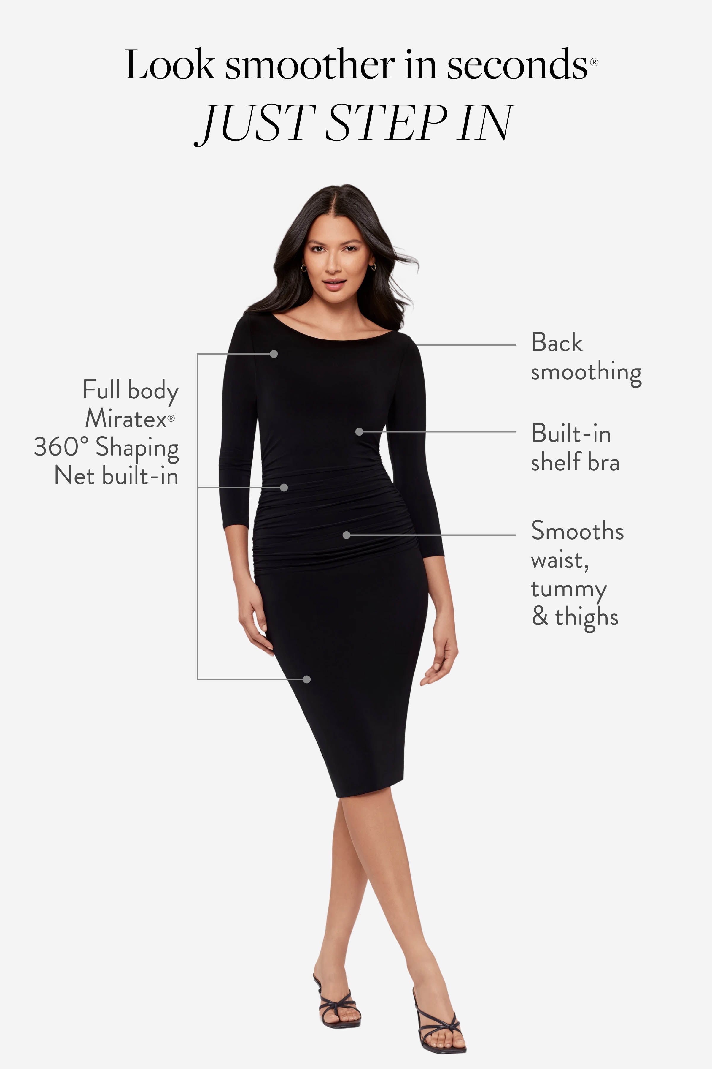 Body by Rory Shaping Dress in Black Black | Miraclesuit