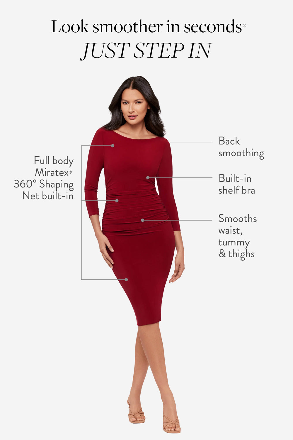Body by Rory Shaping Dress in Crimson Crimson | Miraclesuit
