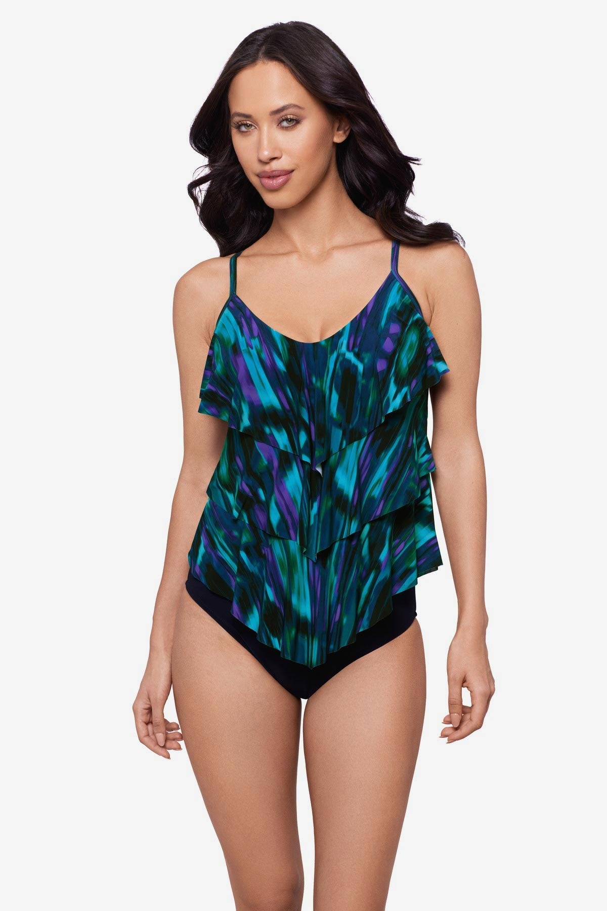 Magicsuit Rainfall Rita Tankini Top Separate Black/Multi | Miraclesuit