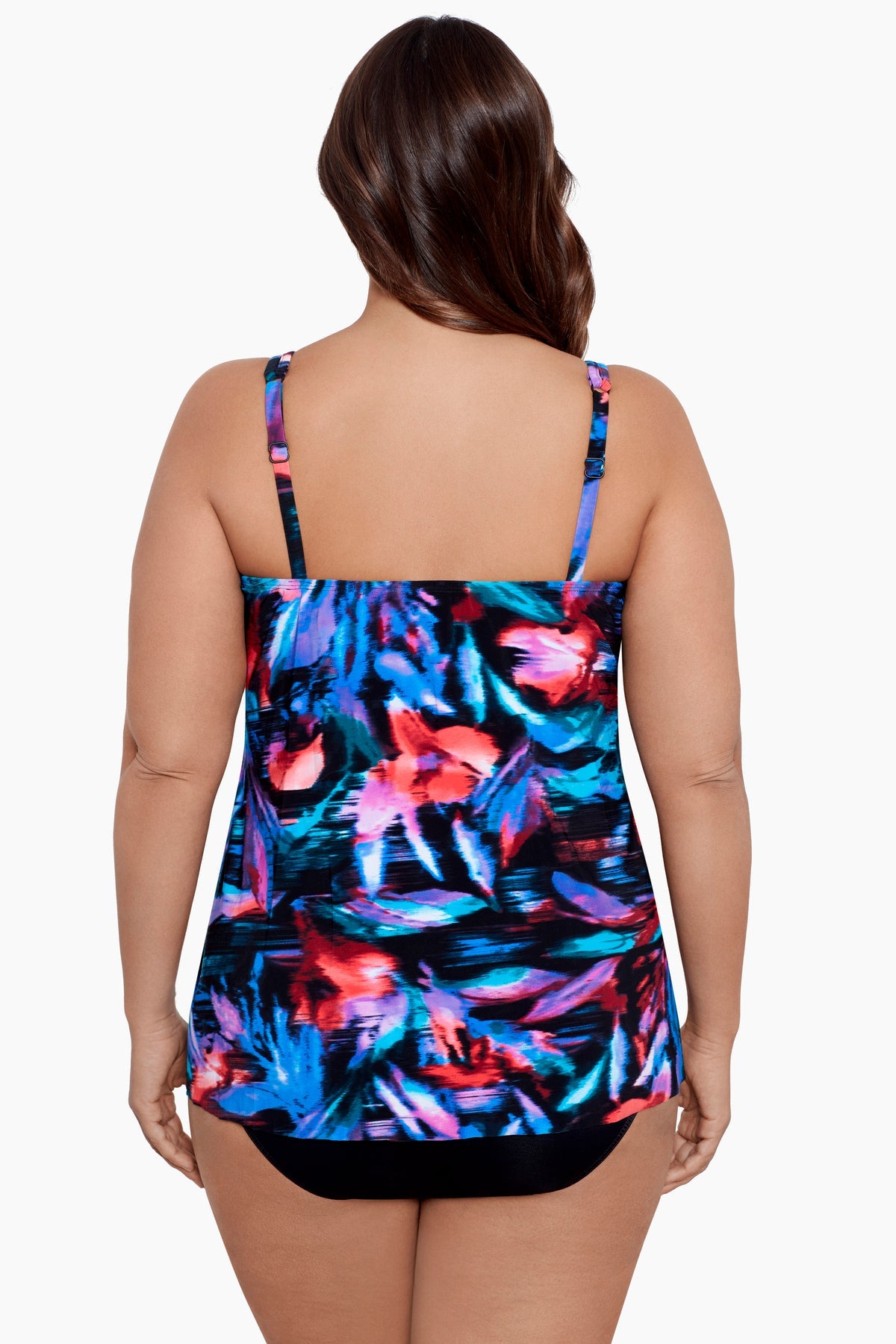 Plus Size Fuego Floral Mirage Tankini Black/Multi | Miraclesuit