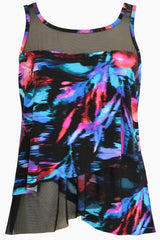 Plus Size Fuego Floral Mirage Tankini Black/Multi | Miraclesuit