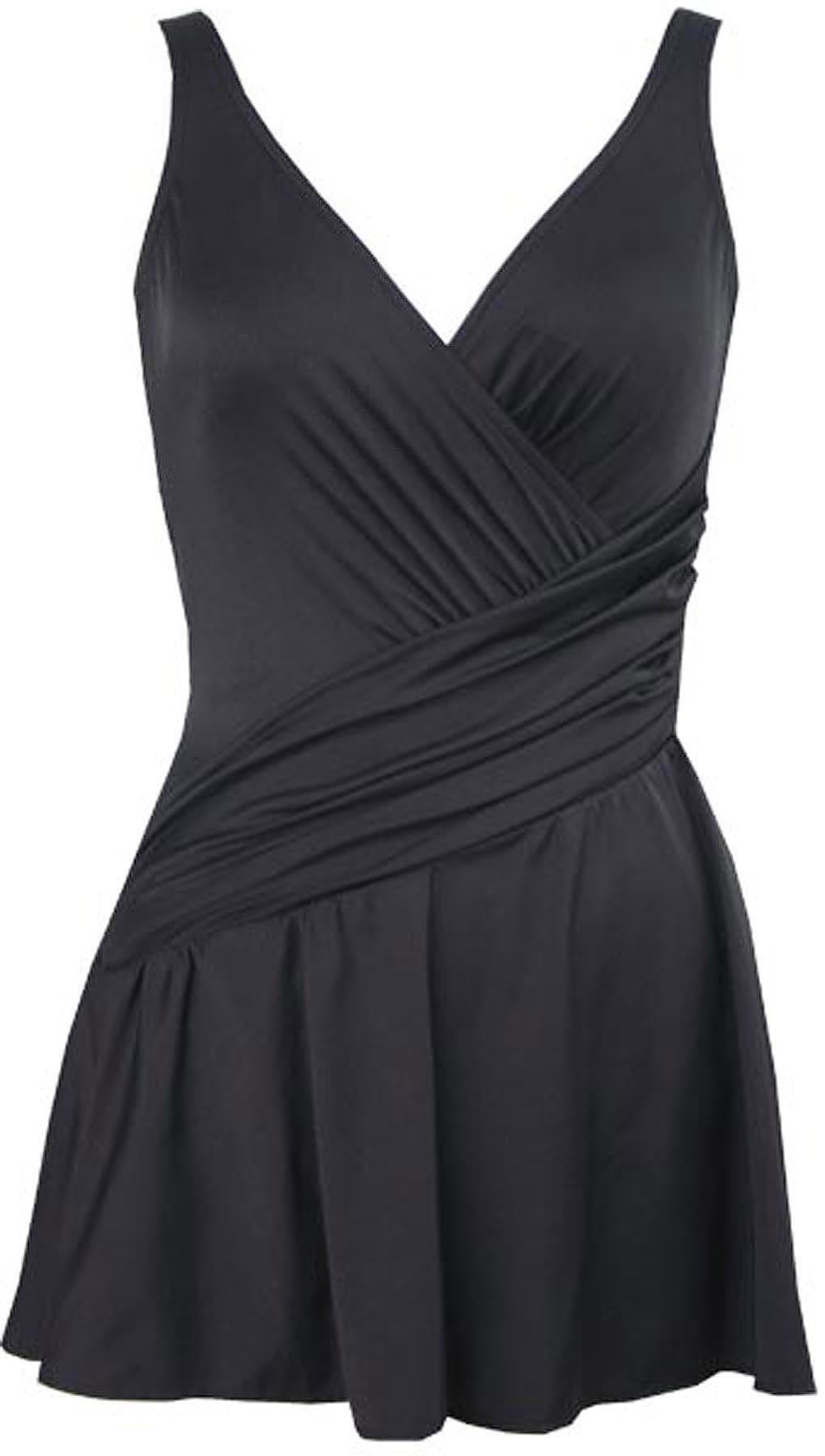 Plus Size Swimwear Aurora Swim Dress Black | Miraclesuit