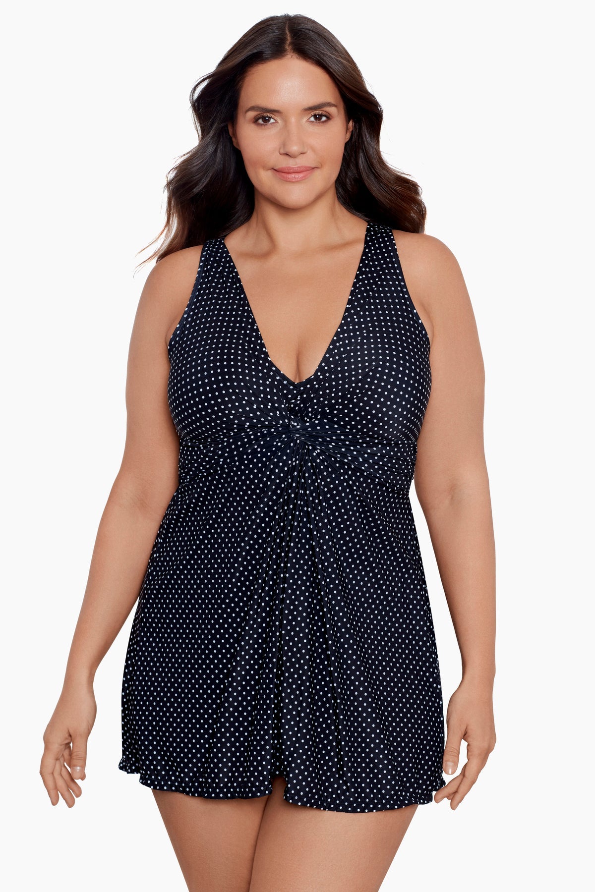 Plus Size Pin Point Marais One Piece Swim Dress Black/White | Miraclesuit