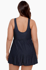 Plus Size Pin Point Marais One Piece Swim Dress Black/White | Miraclesuit
