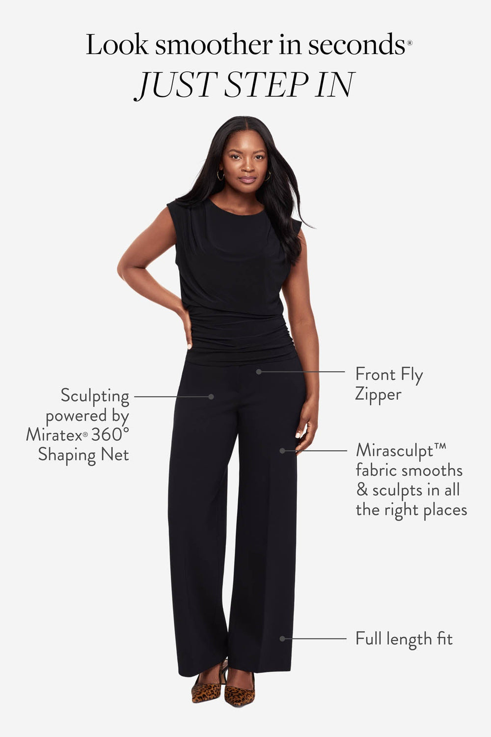 Mirasculpt Wide Leg Pant Black | Miraclesuit