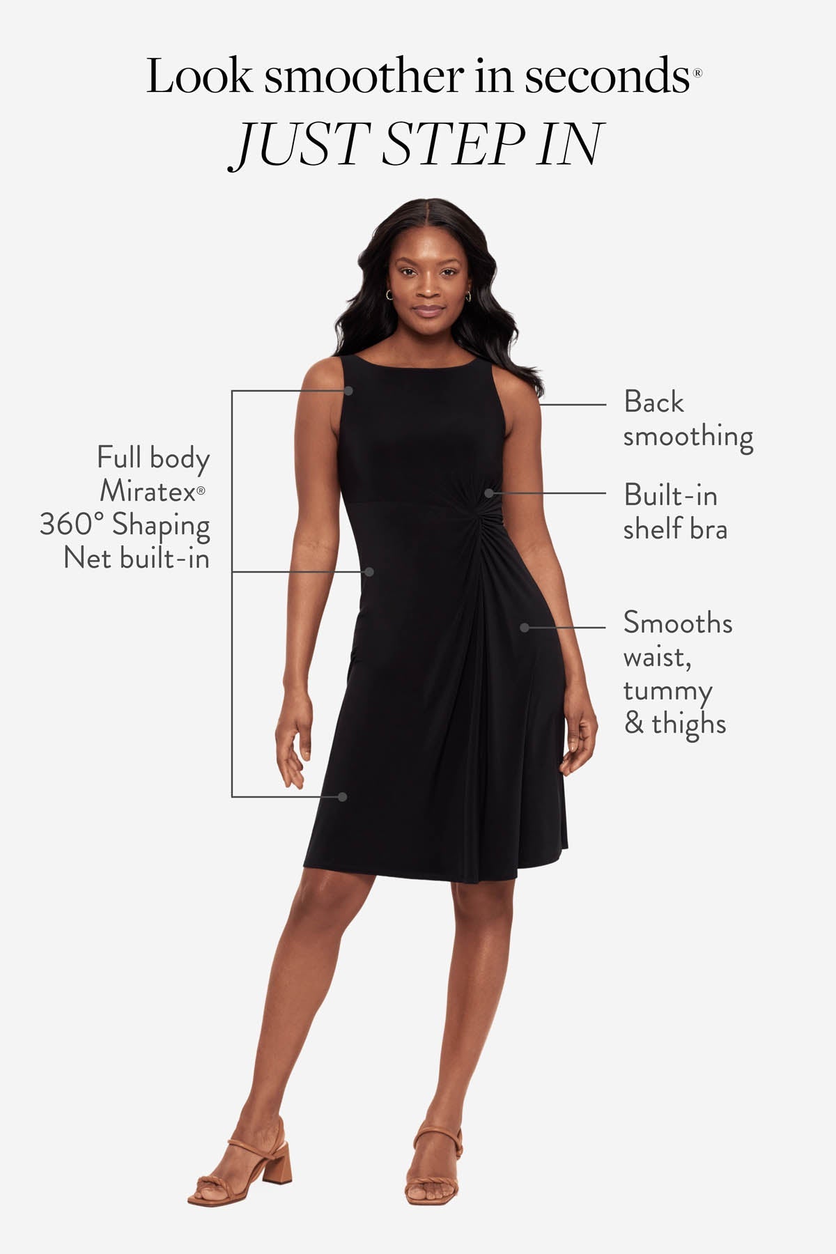 Body by Remi Fit & Flair Shaping Dress in Black Black | Miraclesuit