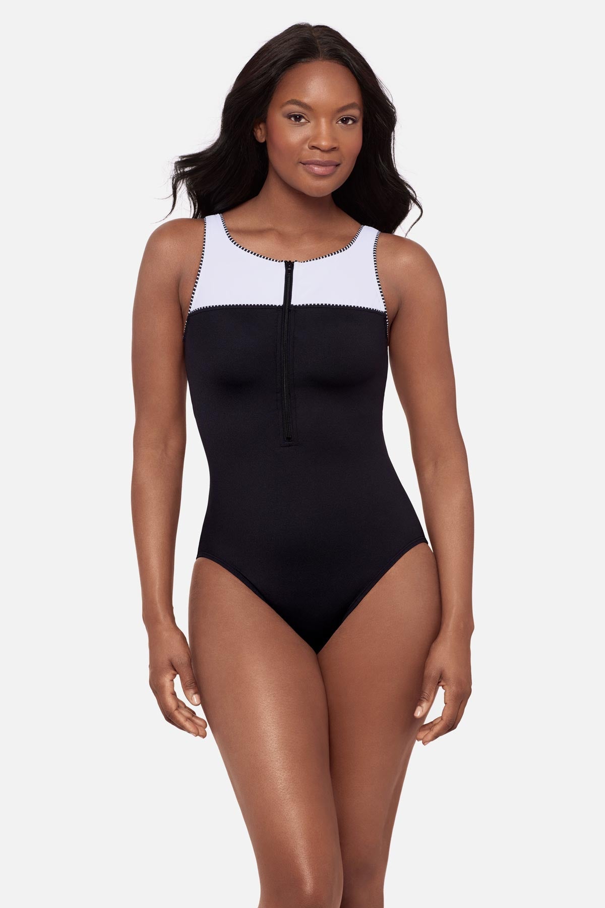 Zinger One Piece in Liquid Sculpt Black/White | Miraclesuit