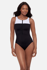 Zinger One Piece in Liquid Sculpt Black/White | Miraclesuit