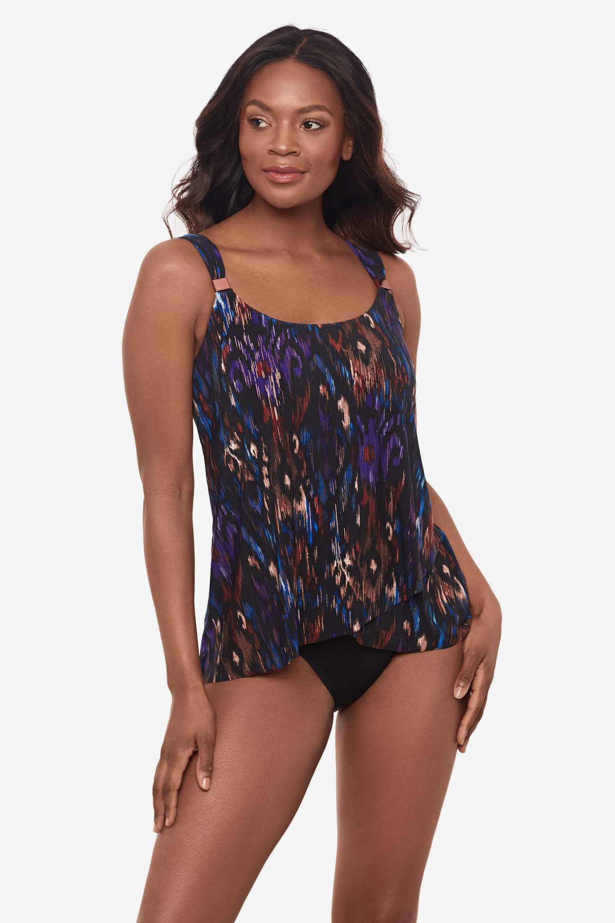 Tapiz Dazzle Tankini Top Black/Multi | Miraclesuit