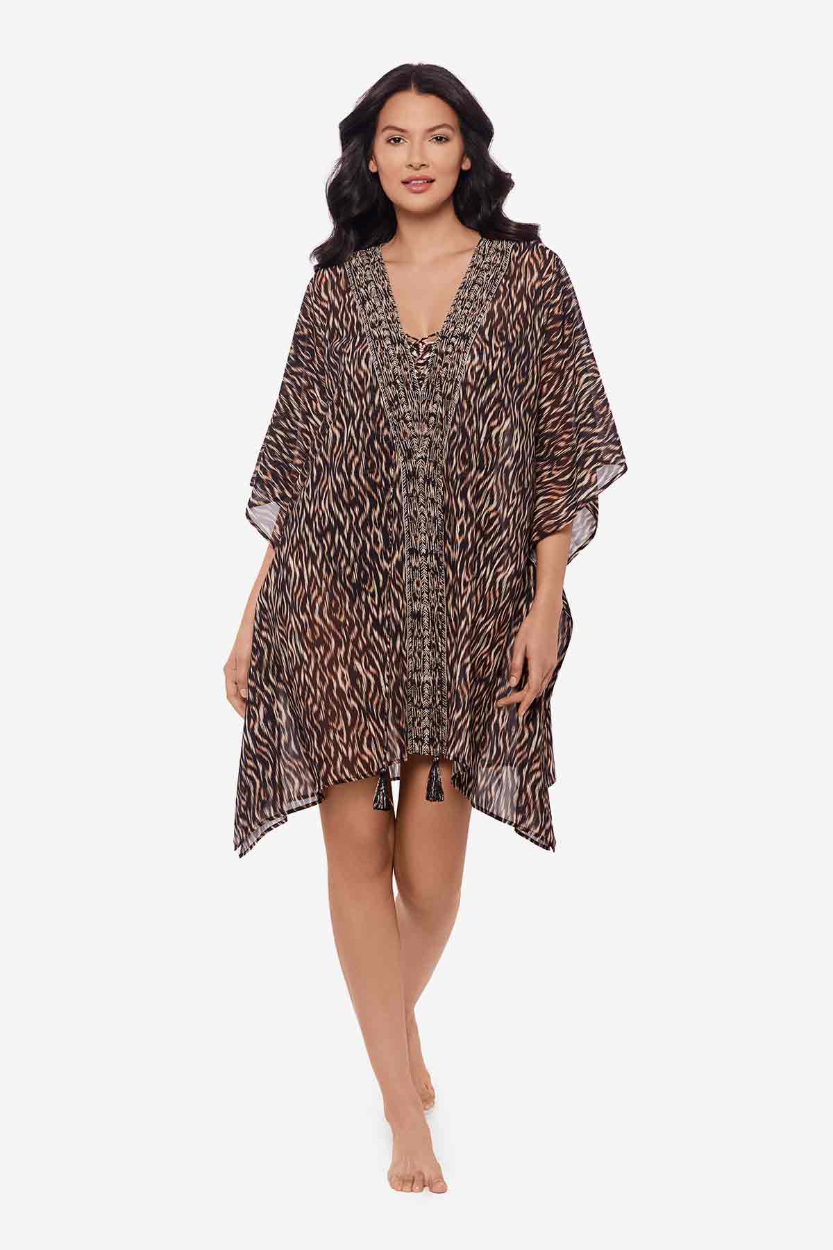 Topkapi Caftan Swim Cover Up Black/Multi | Miraclesuit