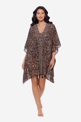 Topkapi Caftan Swim Cover Up Black/Multi | Miraclesuit
