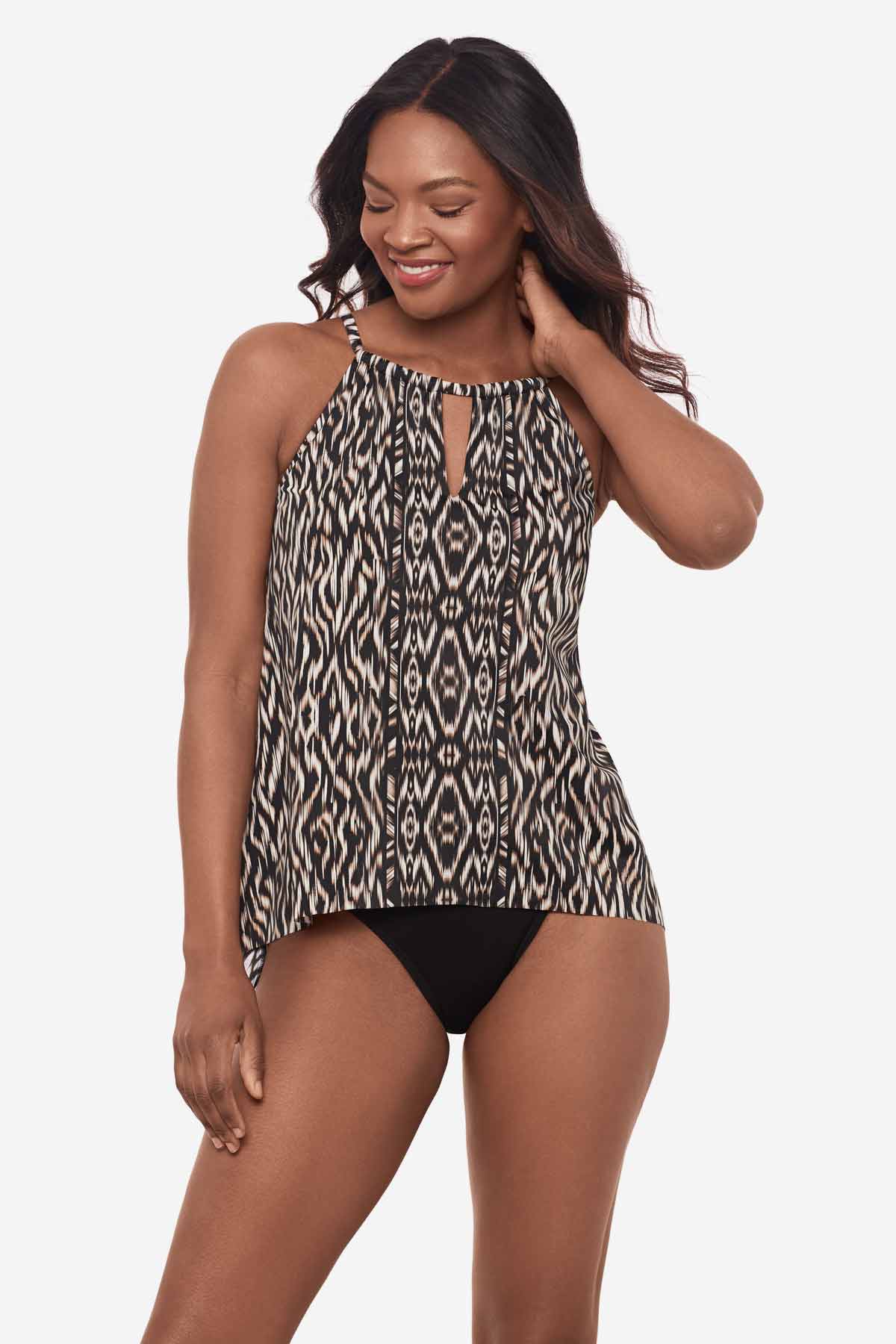 Topkapi Peephole Tankini Top Black/Multi | Miraclesuit