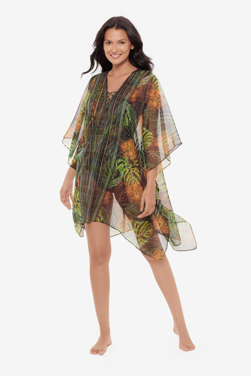 Caftan Cover Up in Sunset Islet Black/Multi | Miraclesuit