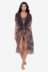 Beaded Kimono Cover Up in Let's Be Fronds Black/Multi | Miraclesuit