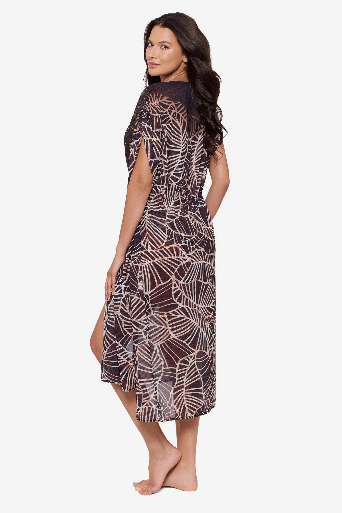 Beaded Kimono Cover Up in Let's Be Fronds Black/Multi | Miraclesuit