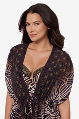 Beaded Kimono Cover Up in Let's Be Fronds Black/Multi | Miraclesuit