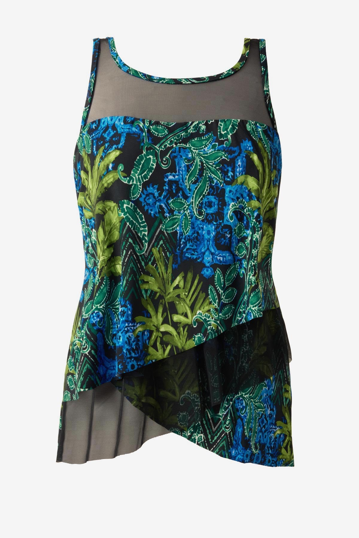 DD-Cup Mirage Tankini Top in Gasparilla Black/Multi | Miraclesuit