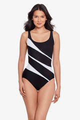 Colorblock Helix One Piece Swimsuit DD-Cup Black/White | Miraclesuit