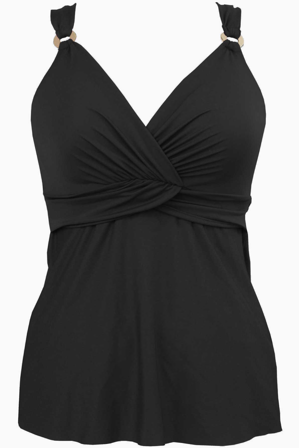 Underwire Plunge Tankini D-DDD Cup Black | Miraclesuit