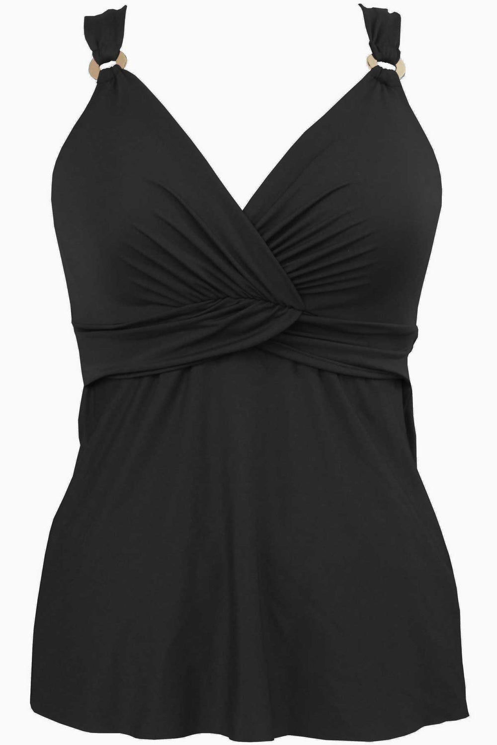 Underwire Plunge Tankini D-DDD Cup Black | Miraclesuit