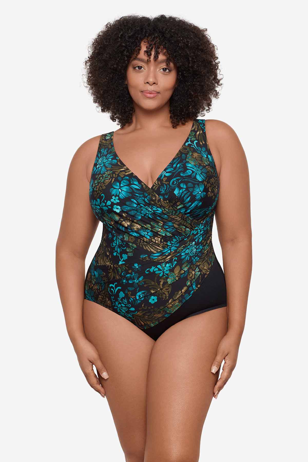 Plus Size Flor De Mare Oceanus One Piece Swimsuit Black/Multi | Miraclesuit