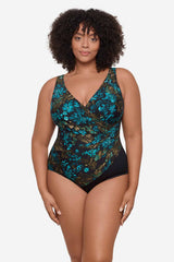 Plus Size Flor De Mare Oceanus One Piece Swimsuit Black/Multi | Miraclesuit