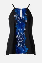 Plus Size Peephole Tankini Top in Ombra Fiore Black/Multi | Miraclesuit