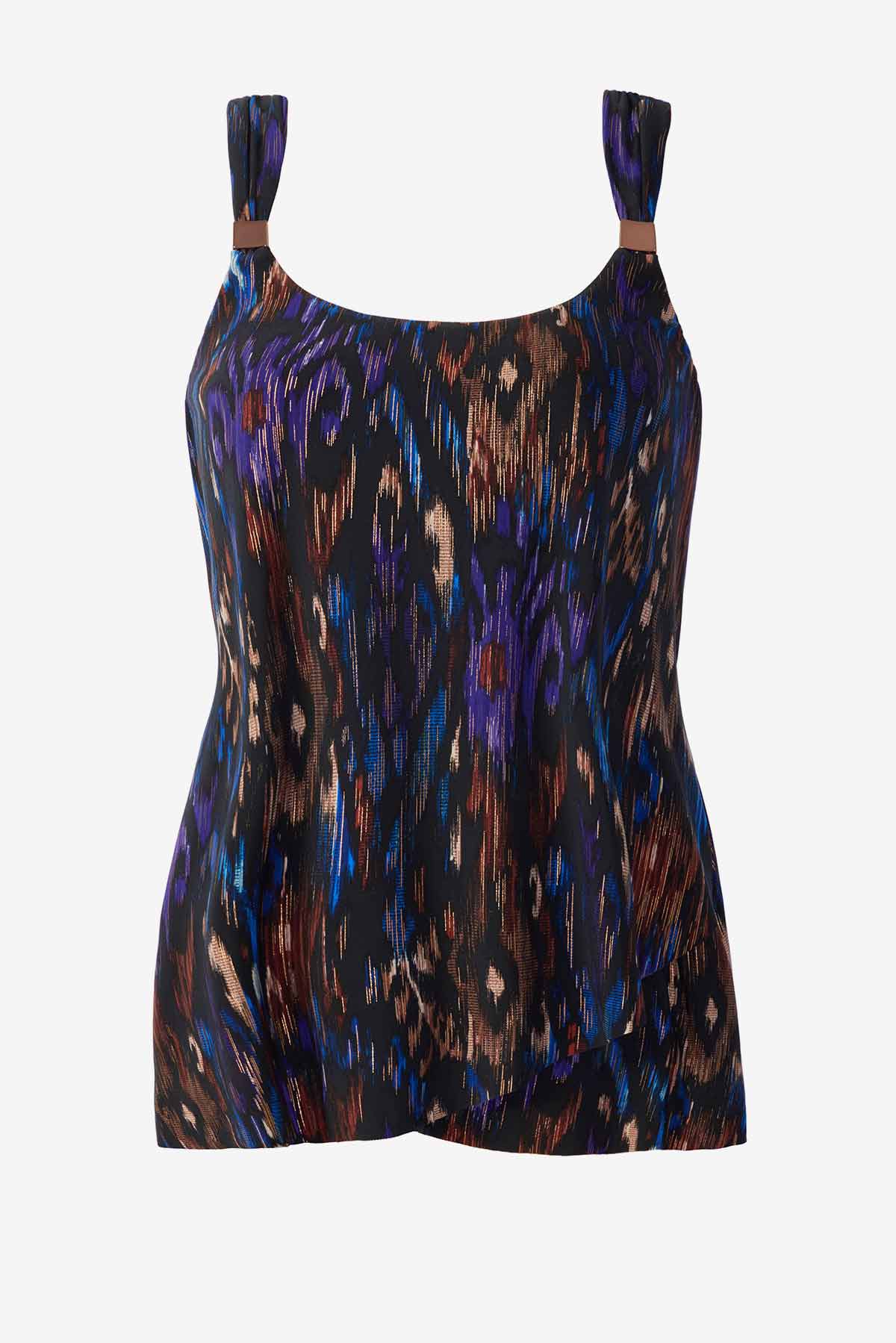 Plus Size Tapiz Dazzle Tankini Top Black/Multi | Miraclesuit