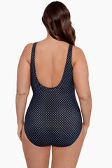 Plus Size Pin Point Oceanus One Piece Black/White | Miraclesuit