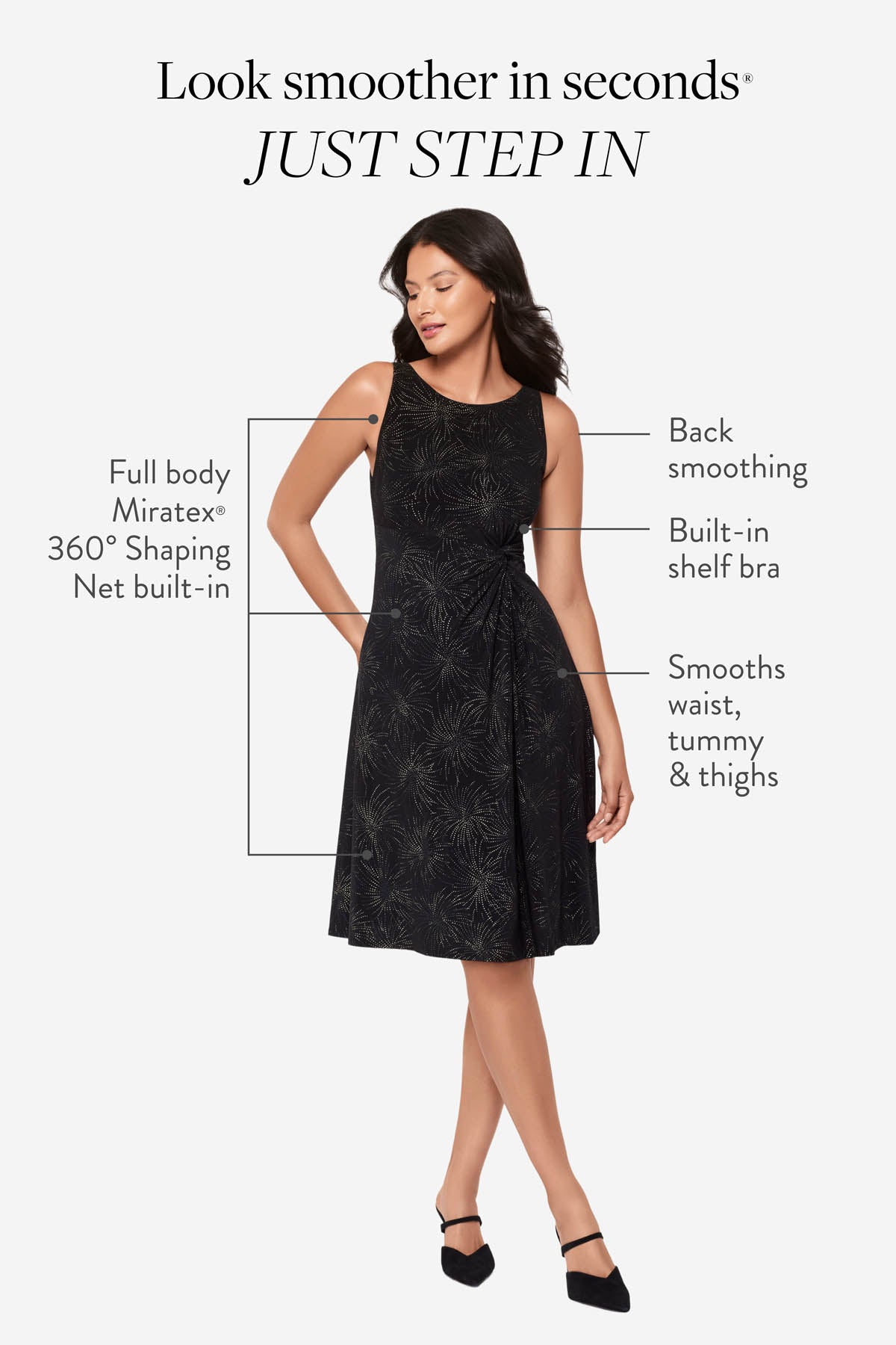 Remi Fit & Flair Shaping Dress in Skylights Skylights | Miraclesuit