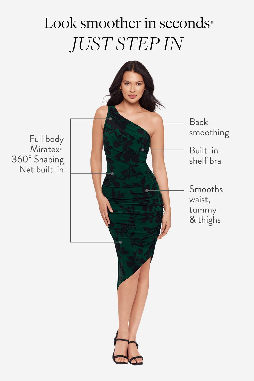 Body by Jeni Shaping Dress in Petalos Black/Multi | Miraclesuit