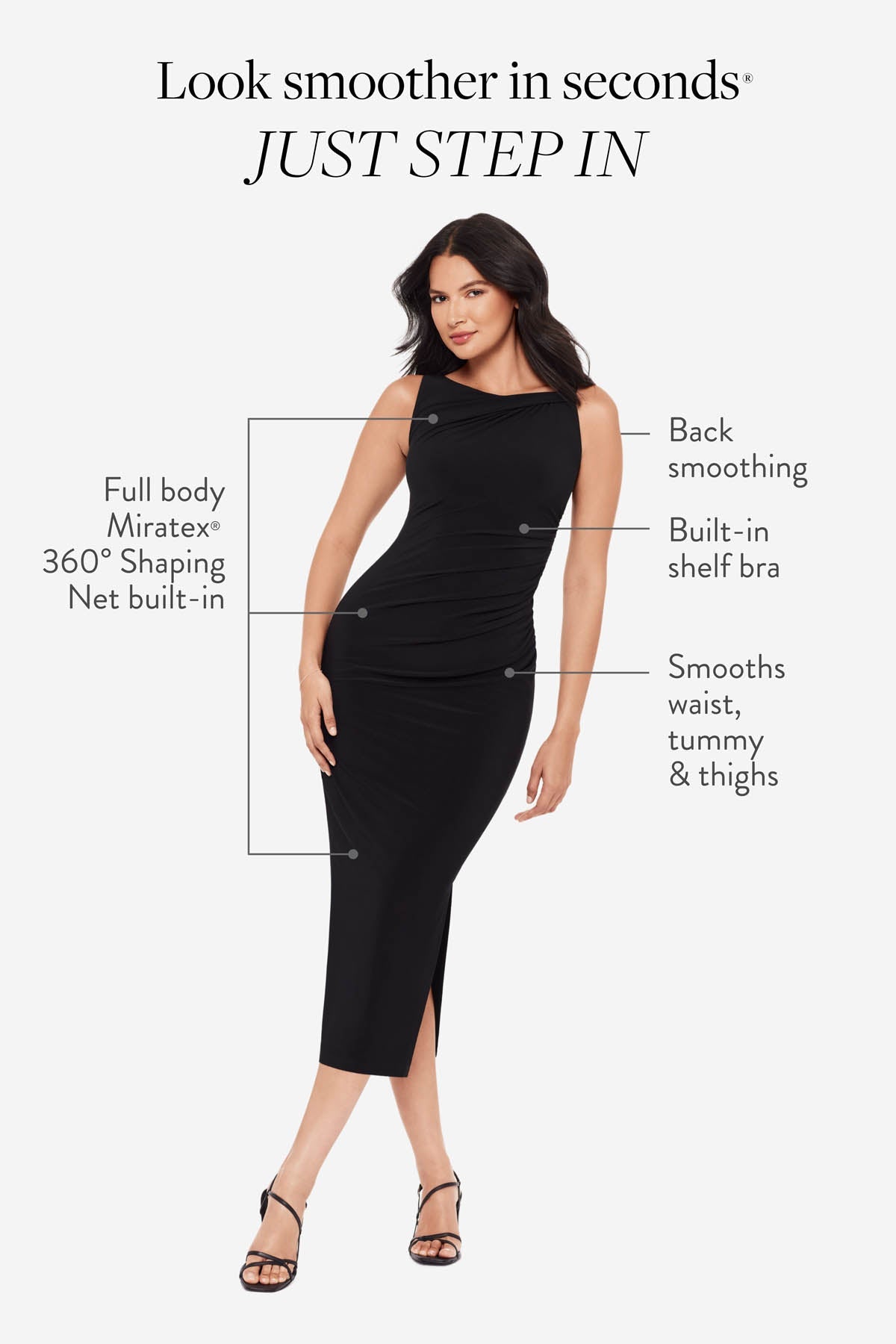 Aria Shaping Dress in Black Black | Miraclesuit