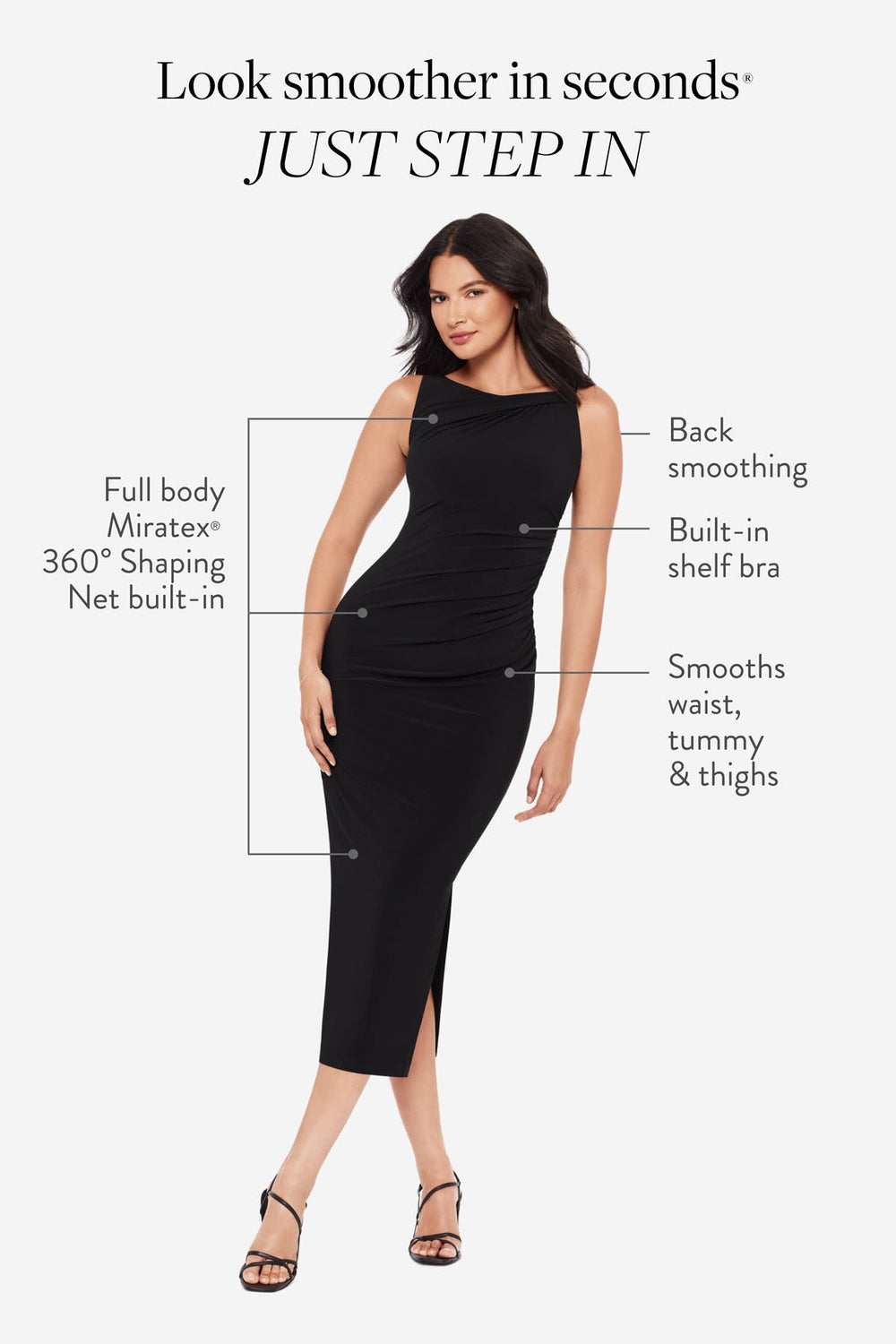 Aria Shaping Dress in Black Black | Miraclesuit