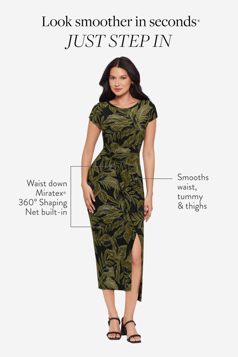 Body by Loki Wrap Front Shaping Dress in Olive Branch Black/Multi | Miraclesuit