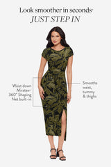Body by Loki Wrap Front Shaping Dress in Olive Branch Black/Multi | Miraclesuit
