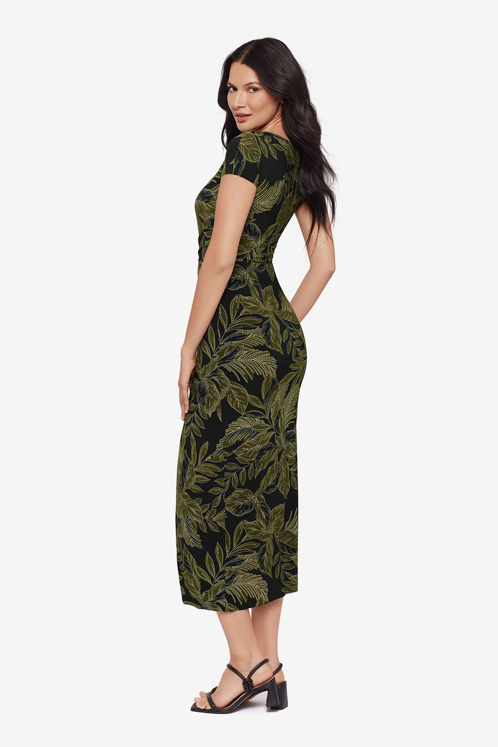 Body by Loki Wrap Front Shaping Dress in Olive Branch Black/Multi | Miraclesuit