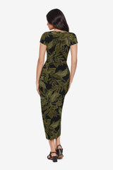 Body by Loki Wrap Front Shaping Dress in Olive Branch Black/Multi | Miraclesuit