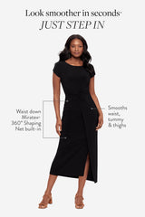 Body by Loki Wrap Front Shaping Dress in Black Black | Miraclesuit