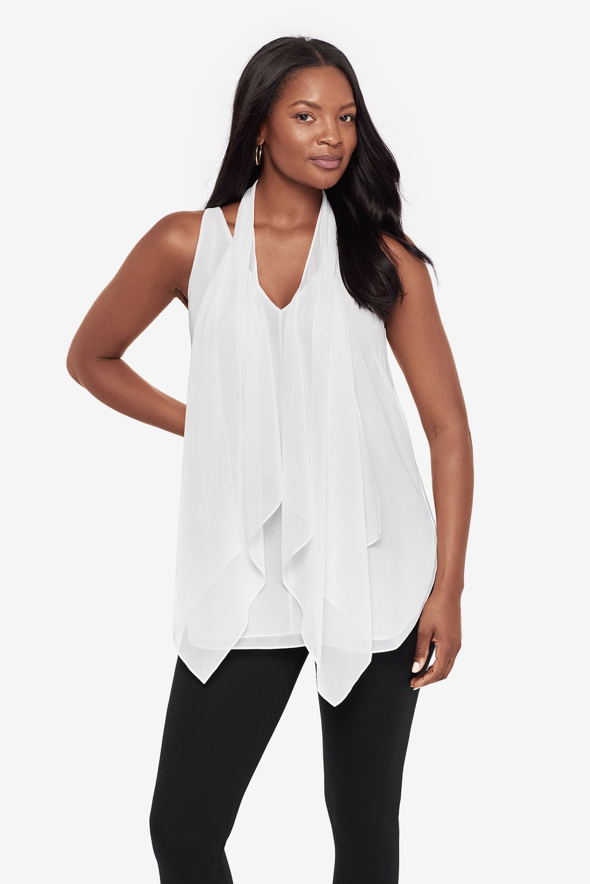 Soft Georgette Layered Tunic in Ivory Ivory | Miraclesuit