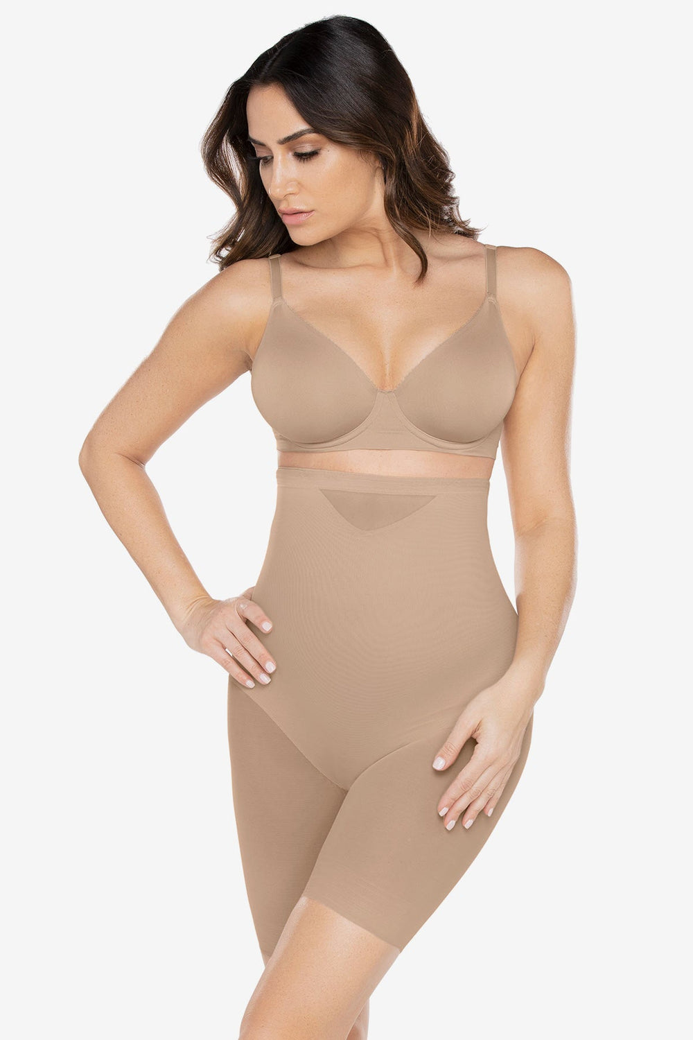 Extra Firm Sexy Sheer Shaping Hi-Waist Thigh Slimmer Black | Miraclesuit