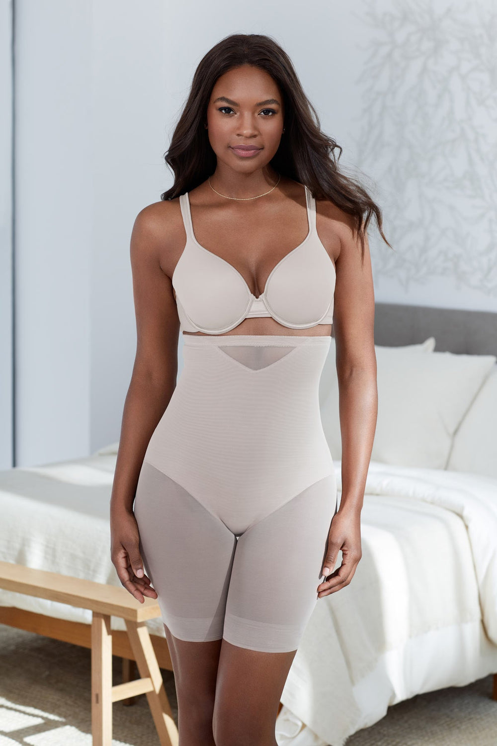 Extra Firm Sexy Sheer Shaping Hi-Waist Thigh Slimmer Black | Miraclesuit