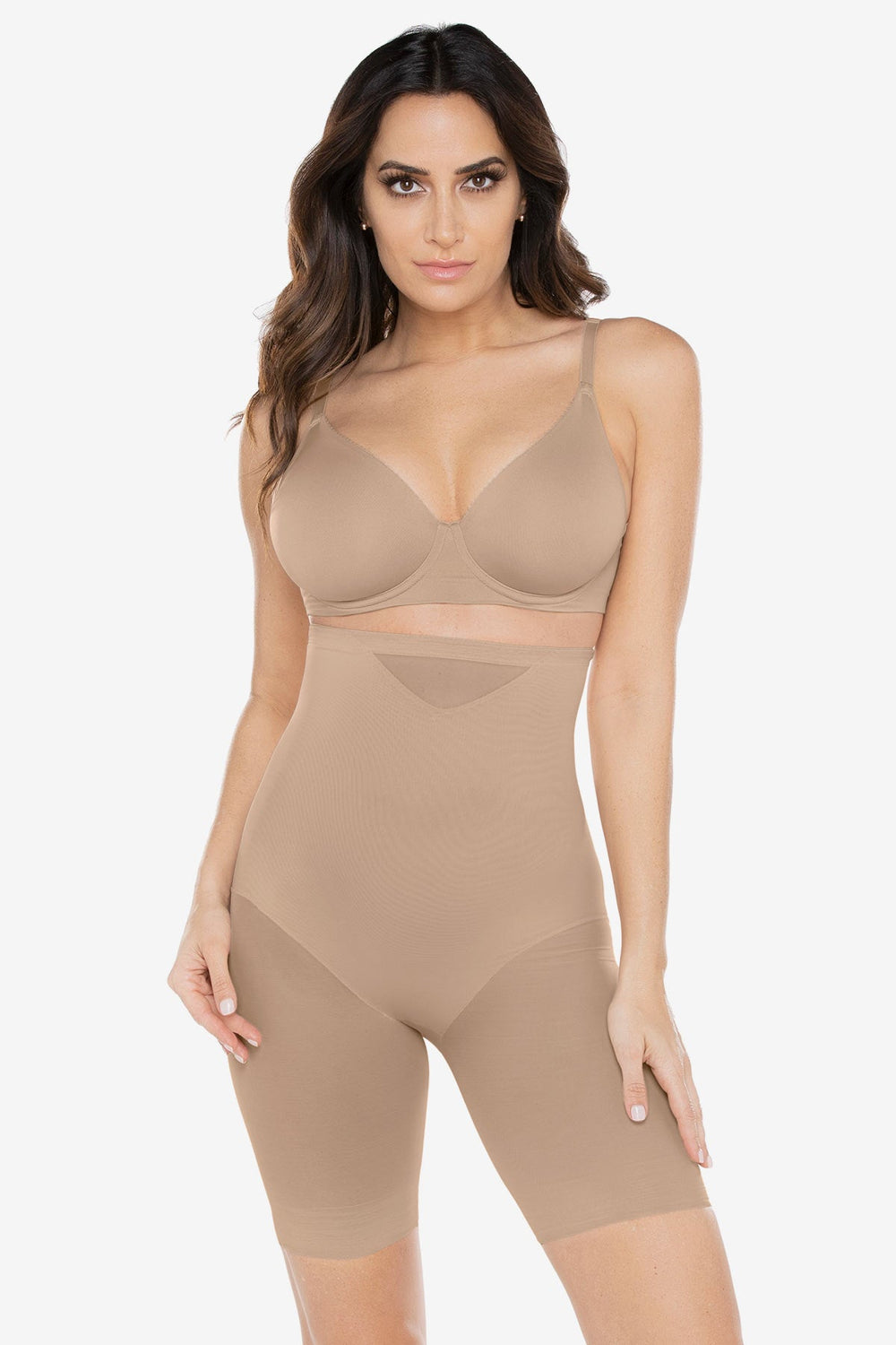 Extra Firm Sexy Sheer Shaping Hi-Waist Thigh Slimmer Black | Miraclesuit