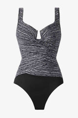 Selenite Layered Escape One Piece Swimsuit Black/White | Miraclesuit