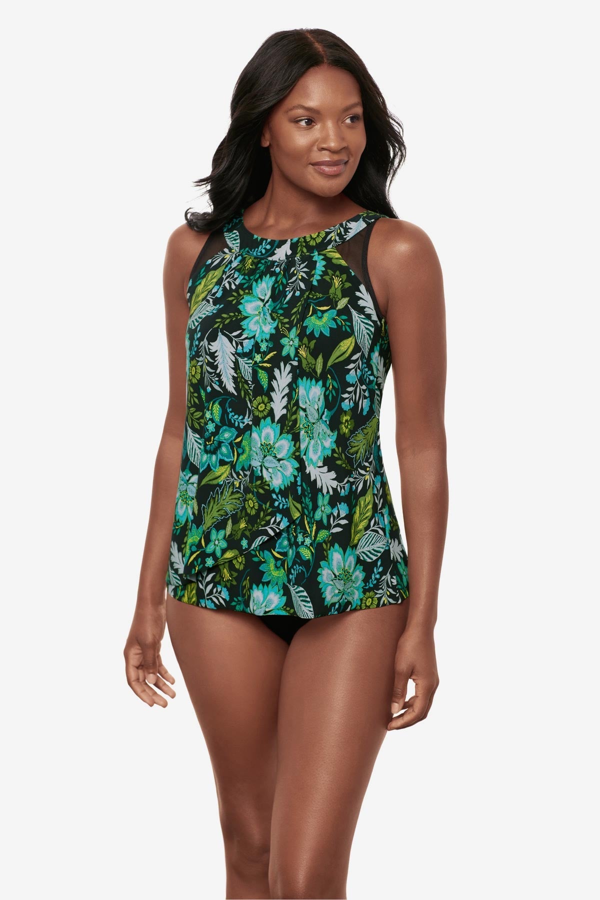 Ursula Tankini Top in Florica Black/Multi | Miraclesuit