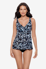 Ayla Tankini Top in Adorn Black/White | Miraclesuit