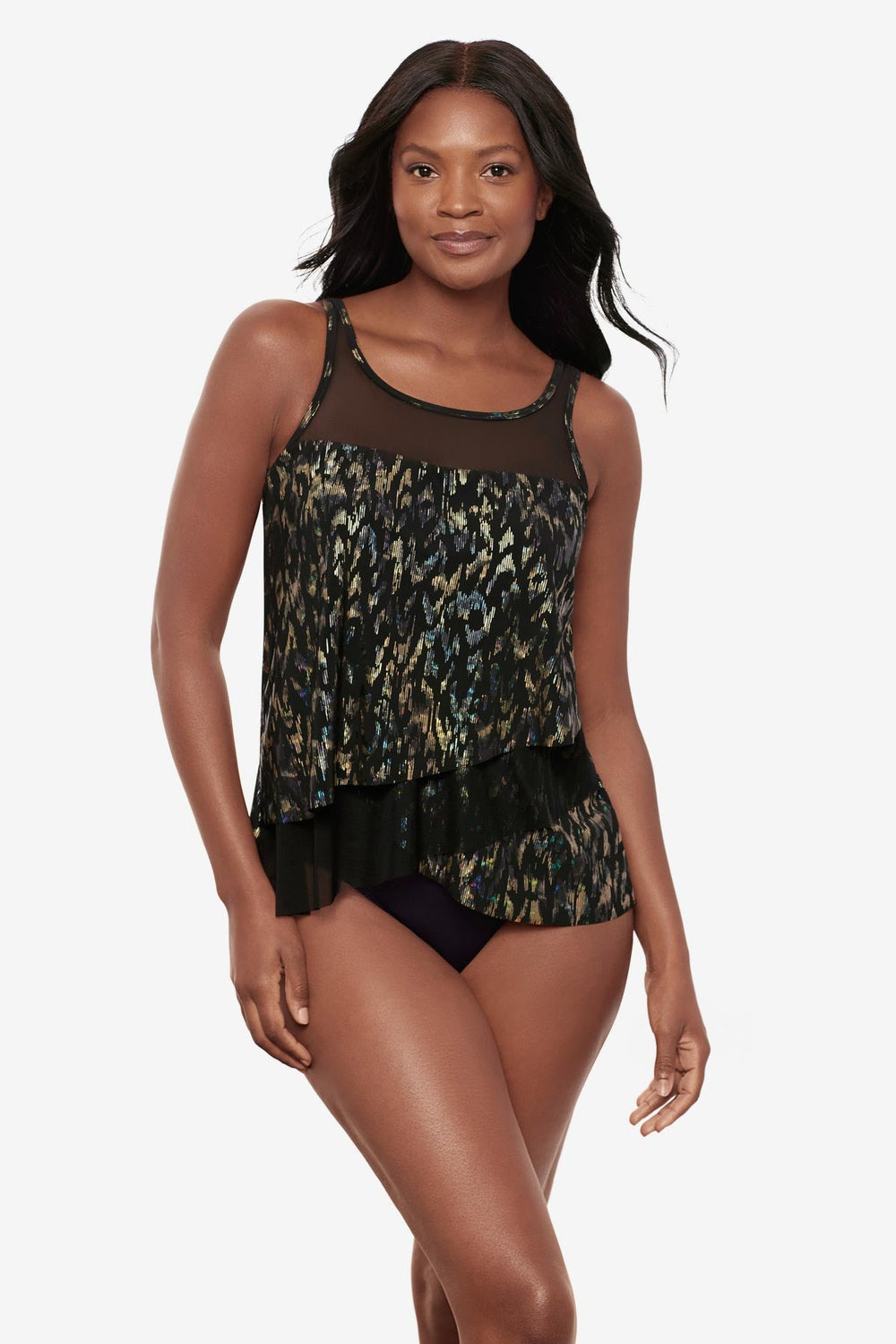 Mirage Tankini Top in Sparkle Plenty Black/Multi | Miraclesuit